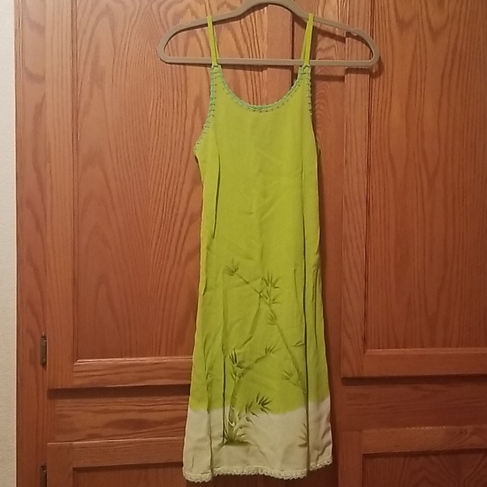 Green ombre tiki plam dress